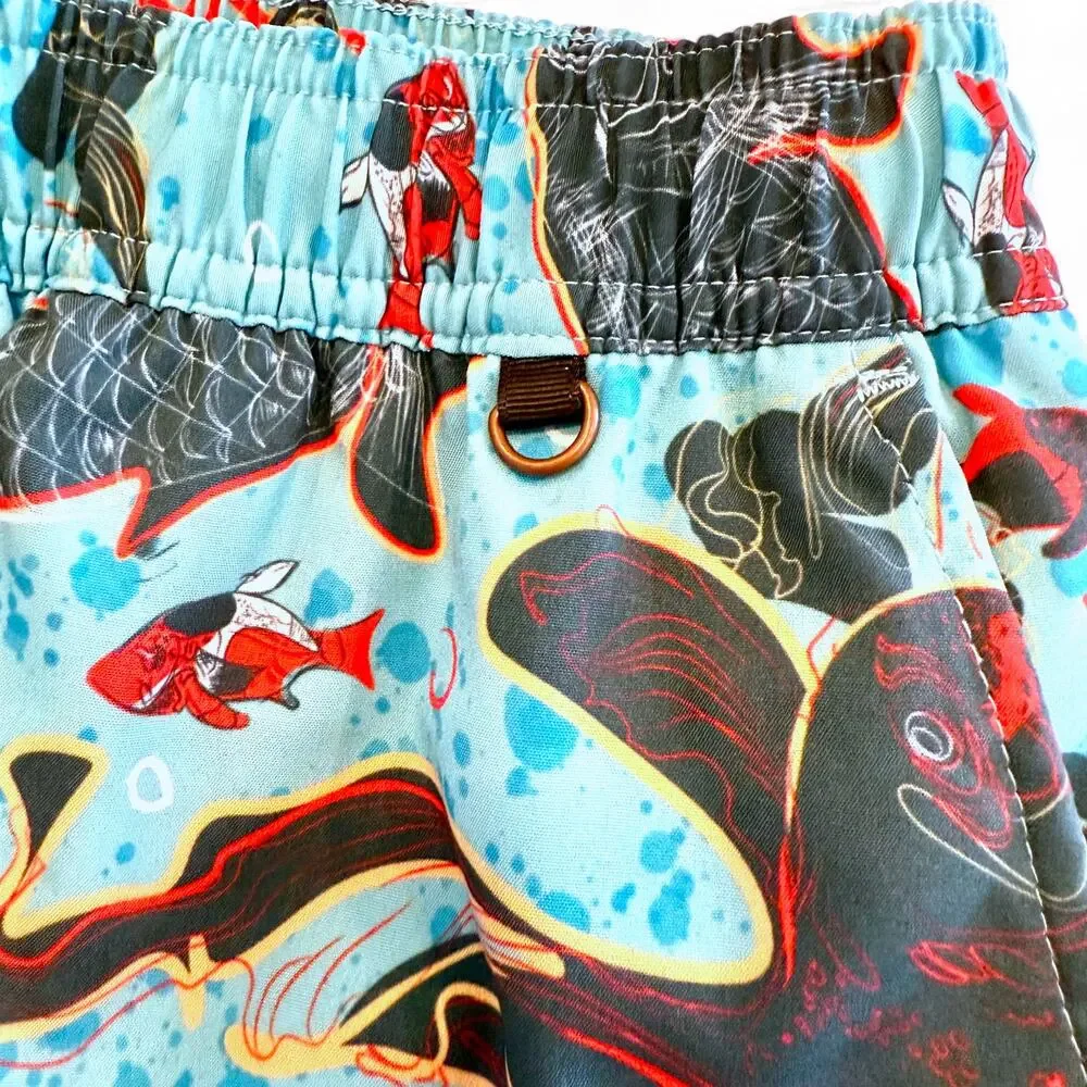Rare Balls Beachwear Dive School Blue‎ Ocean Print Swim Trunks Barstool Sports L